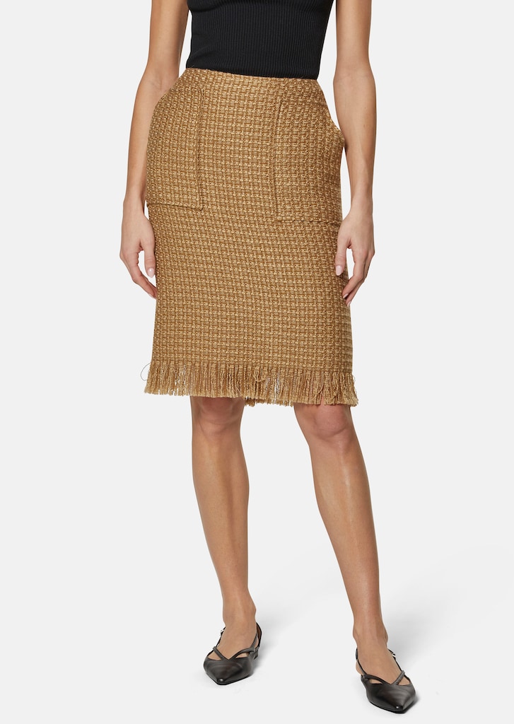 Tweed skirt with fringed hem