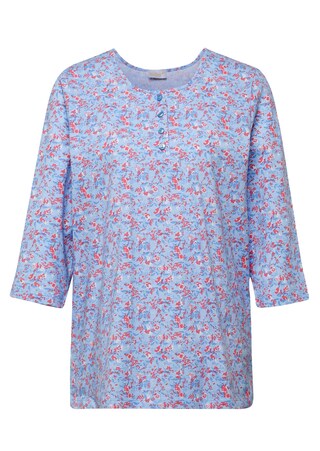 bleu clair / corail / à fleurs Haut de pyjama en mix matière