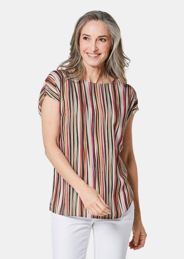 Gedessineerde blouse met gestreepte print