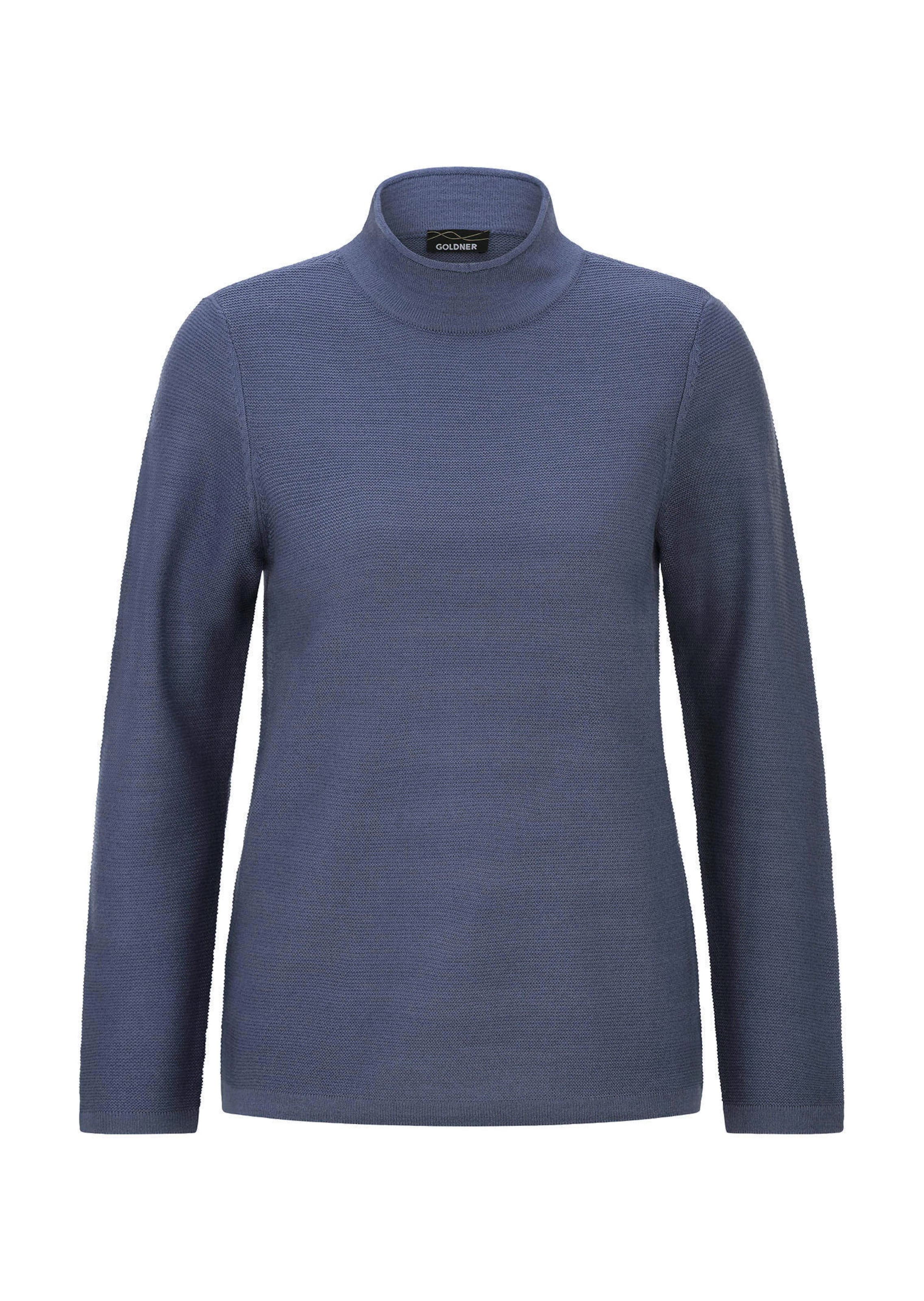 Fijn gebreide tricot pullover met opstaande kraag