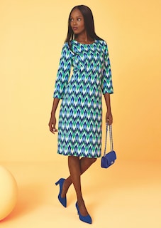 Bedrucktes Kleid in H-Linie thumbnail 7