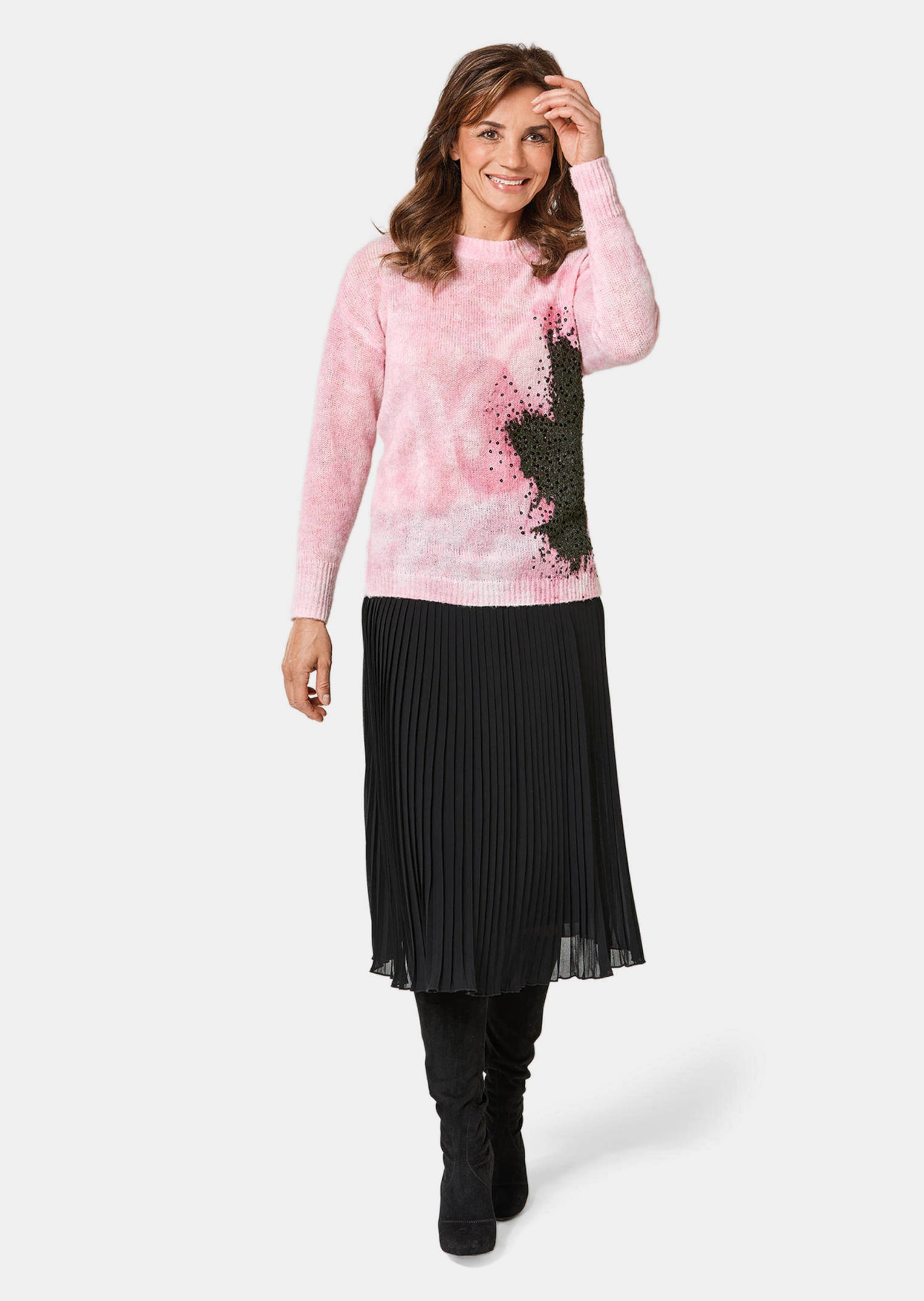 Pull avec imprimé et paillettes - rosé / noir / à motifs - Gr. 20 de Goldner Fashion