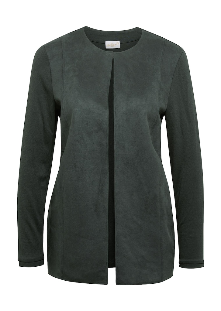 Bequeme Shirtjacke in kombinationsstarker Velourslederoptik