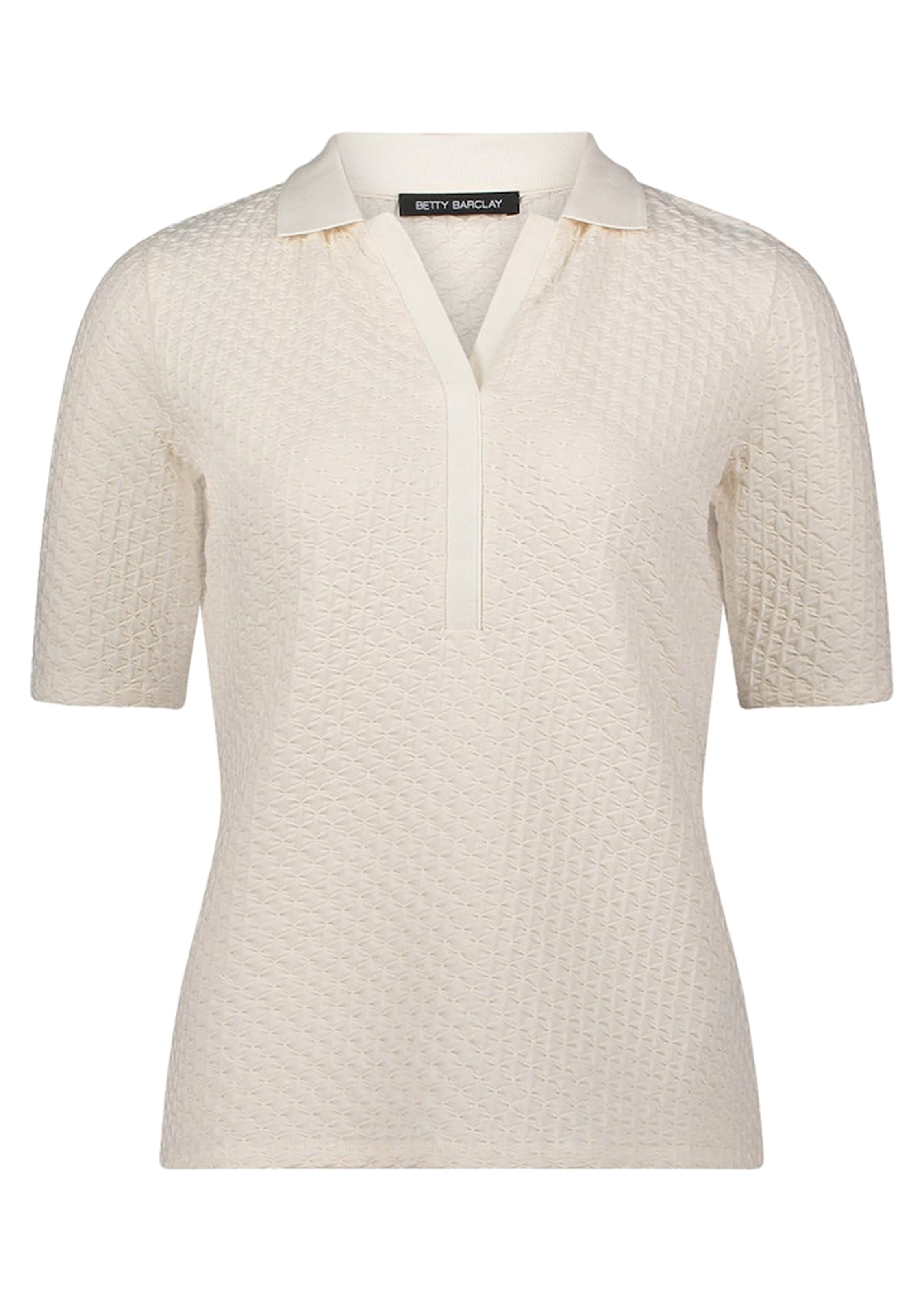 Struktur-Poloshirt mit Strickkragen