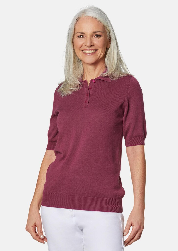 Pull en tricot à manches courtes et col chemisier