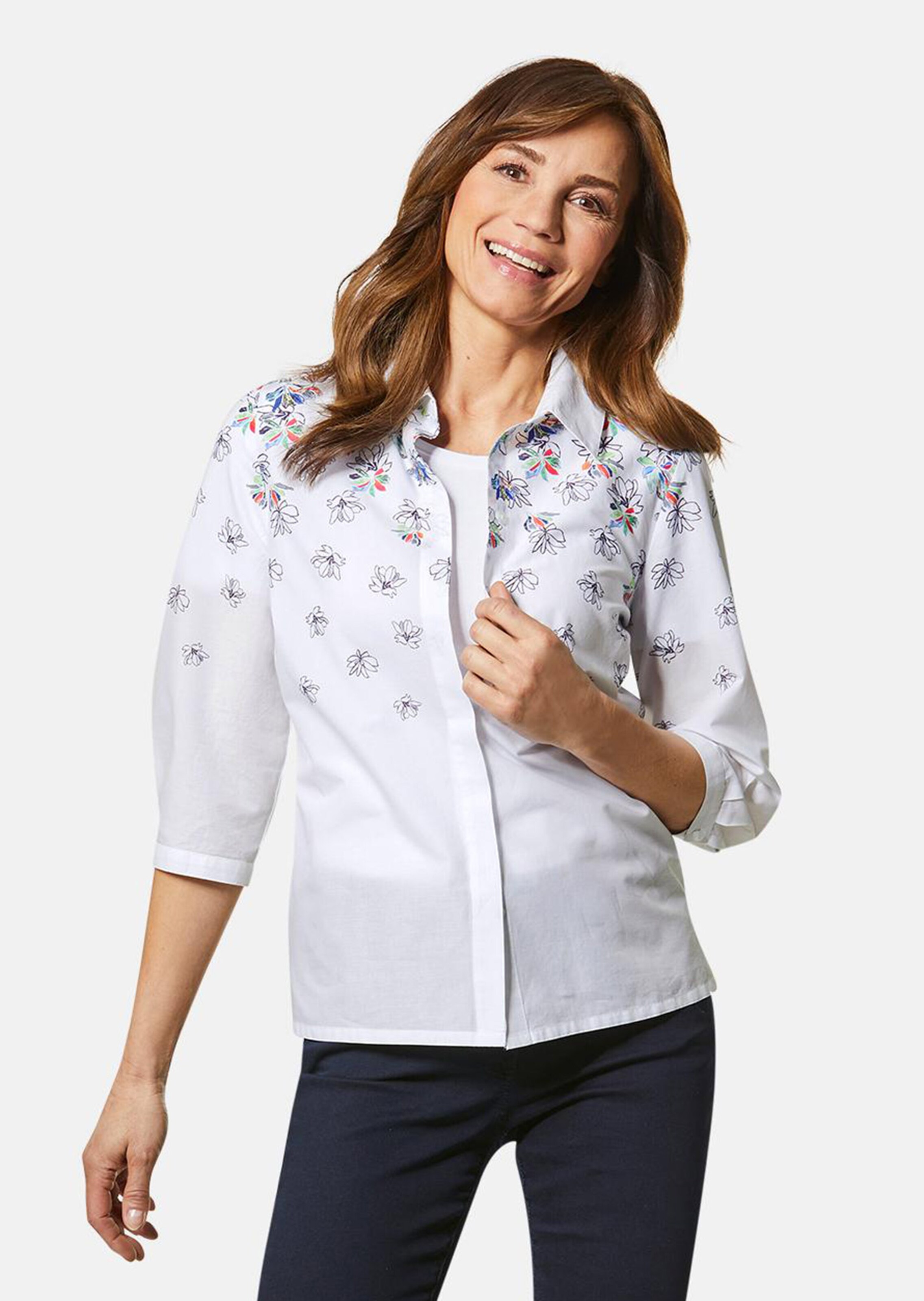 Modische Druckbluse mit Hemdblusenkragen