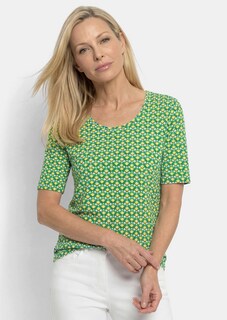Shirt van viscose met minimalistische geometrische print thumbnail 1