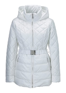 Long quilted jacket with hood thumbnail 1