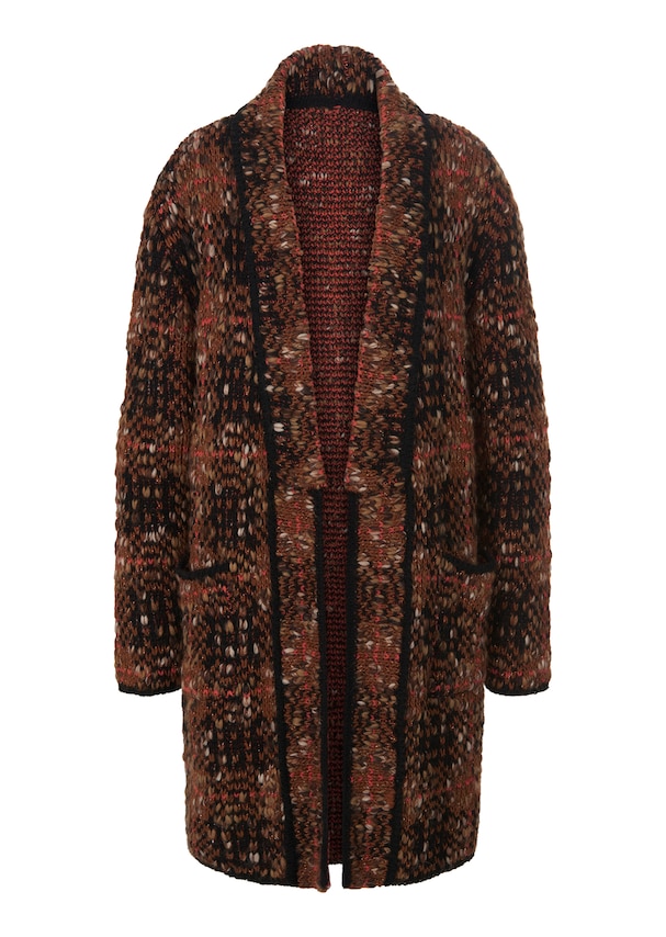 Fastening knitted coat with chequered jacquard 5