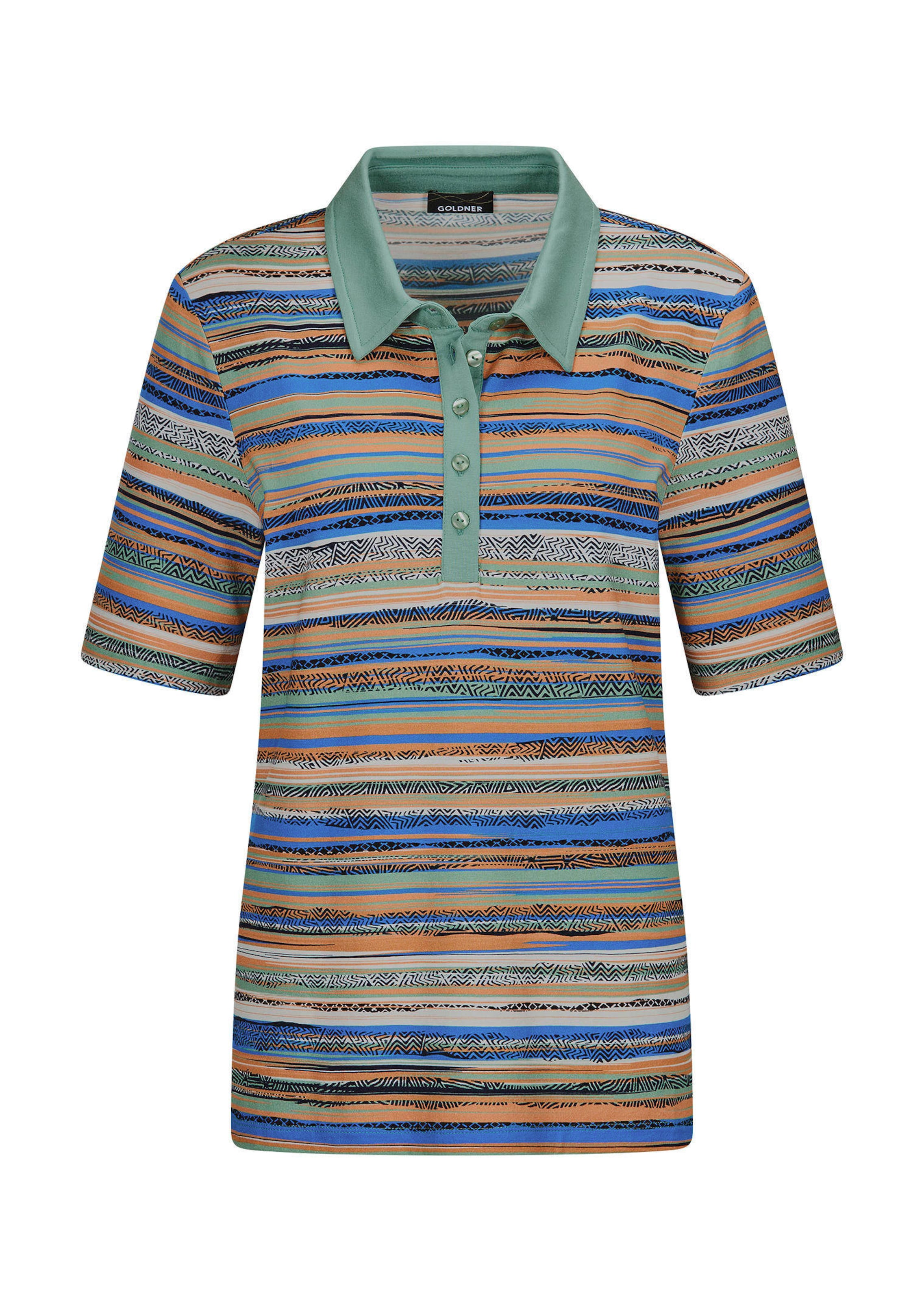 Geringeltes Poloshirt aus Viskose-Jersey