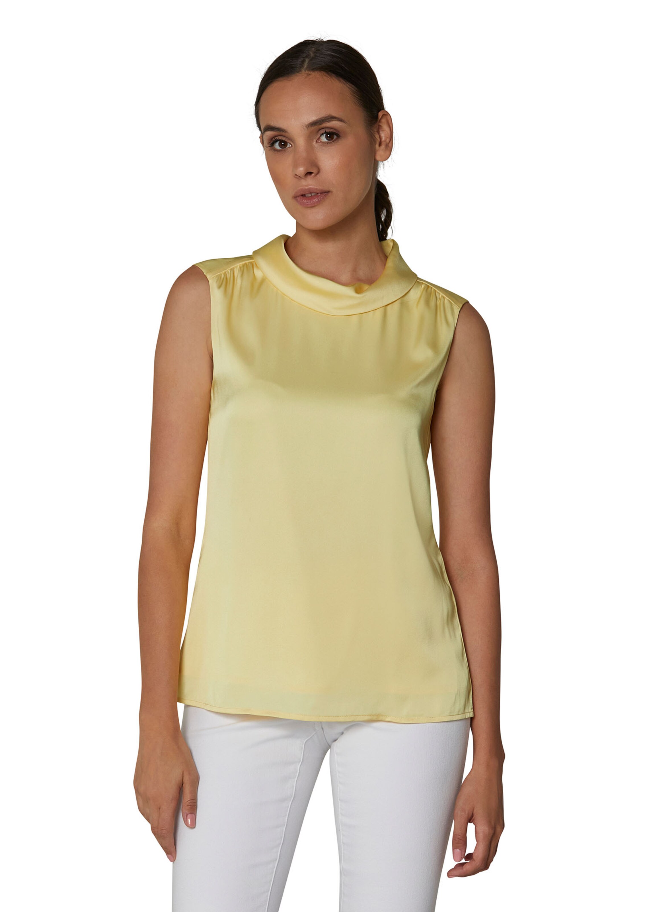 Ärmellose Satin-Bluse mit umgeschlagenem Kragen