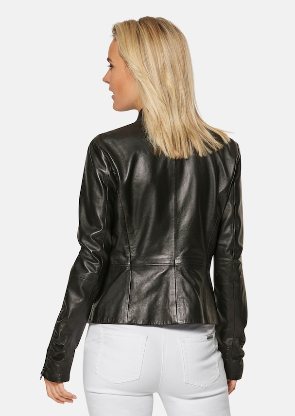 Simple leather jacket made from lamb nappa 2