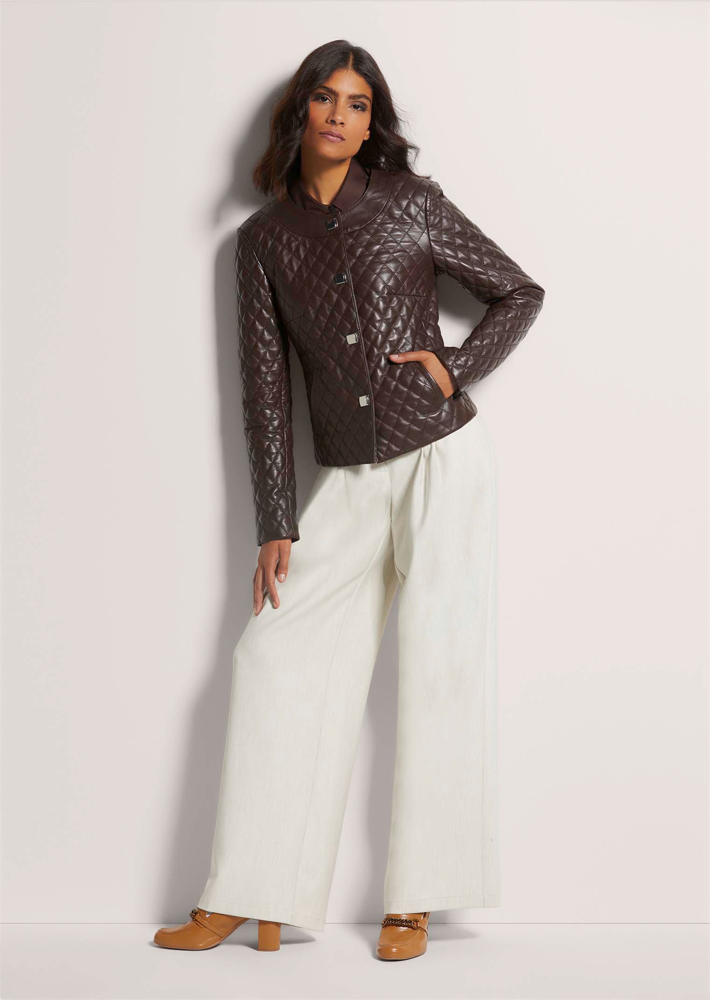 Leather jacket. Lamb nappa in brown | MADELEINE Fashion