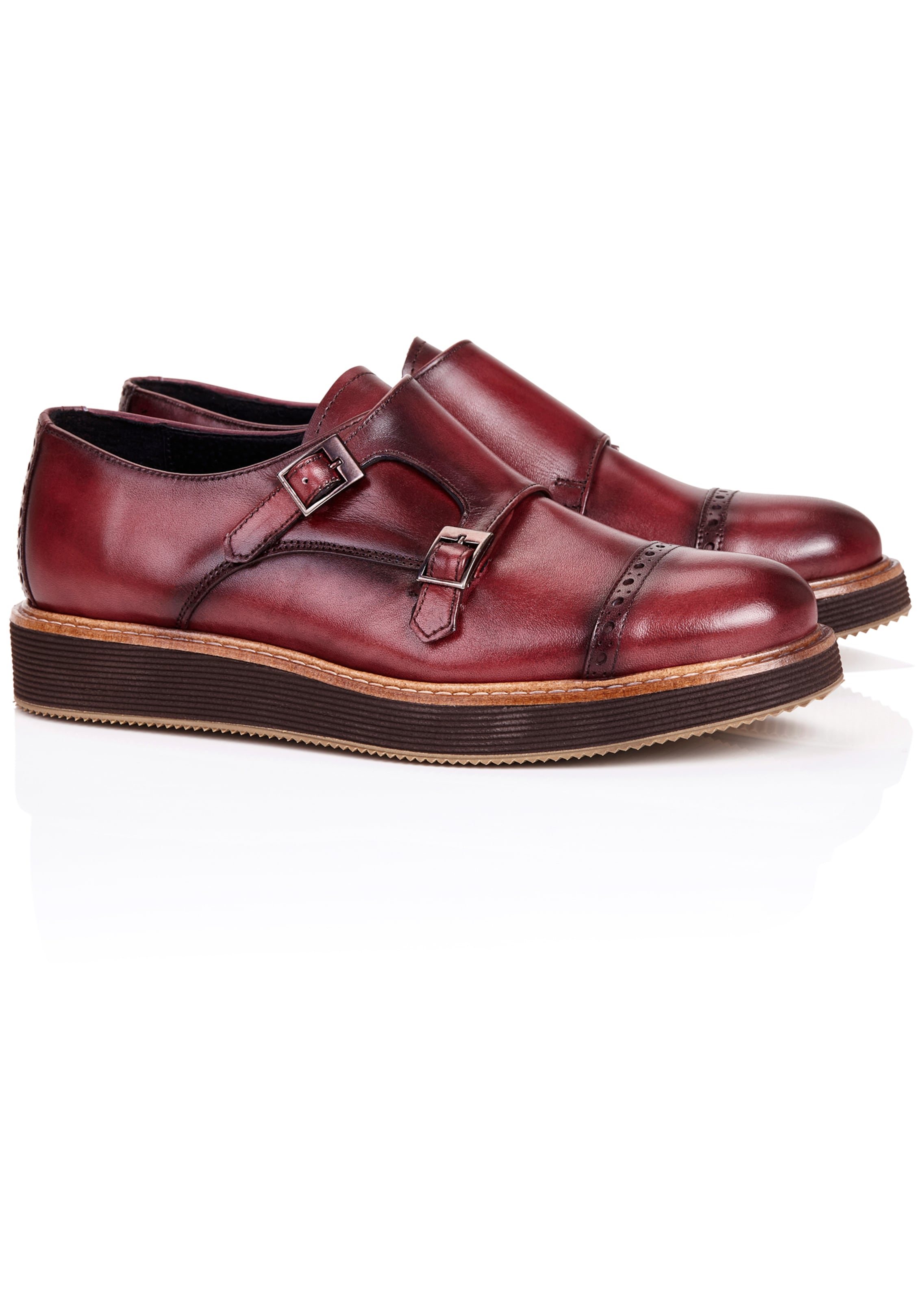 Leder-Mokassins mit Plateau-Boden