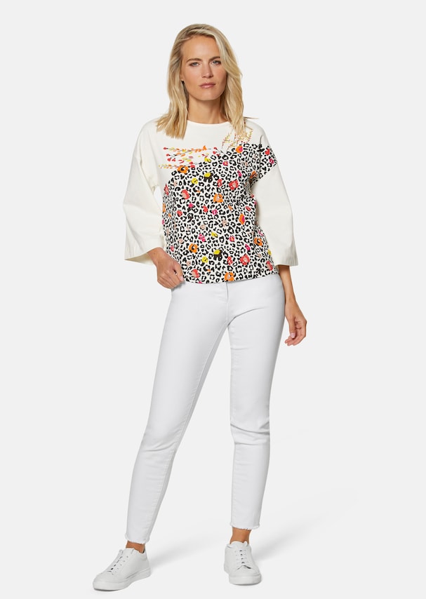 Boxy shirt with print and 3/4 sleeves 1