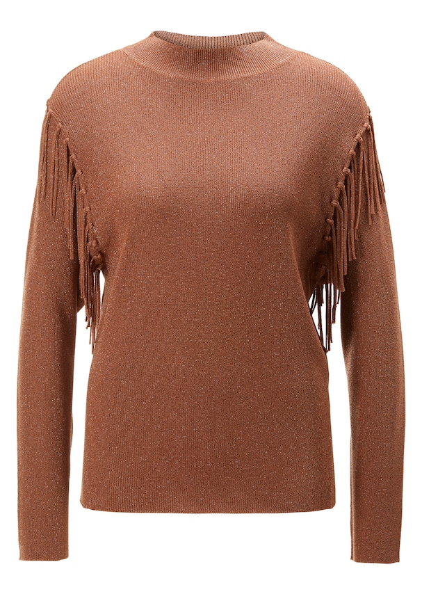 Jumper with fringes and shiny effects