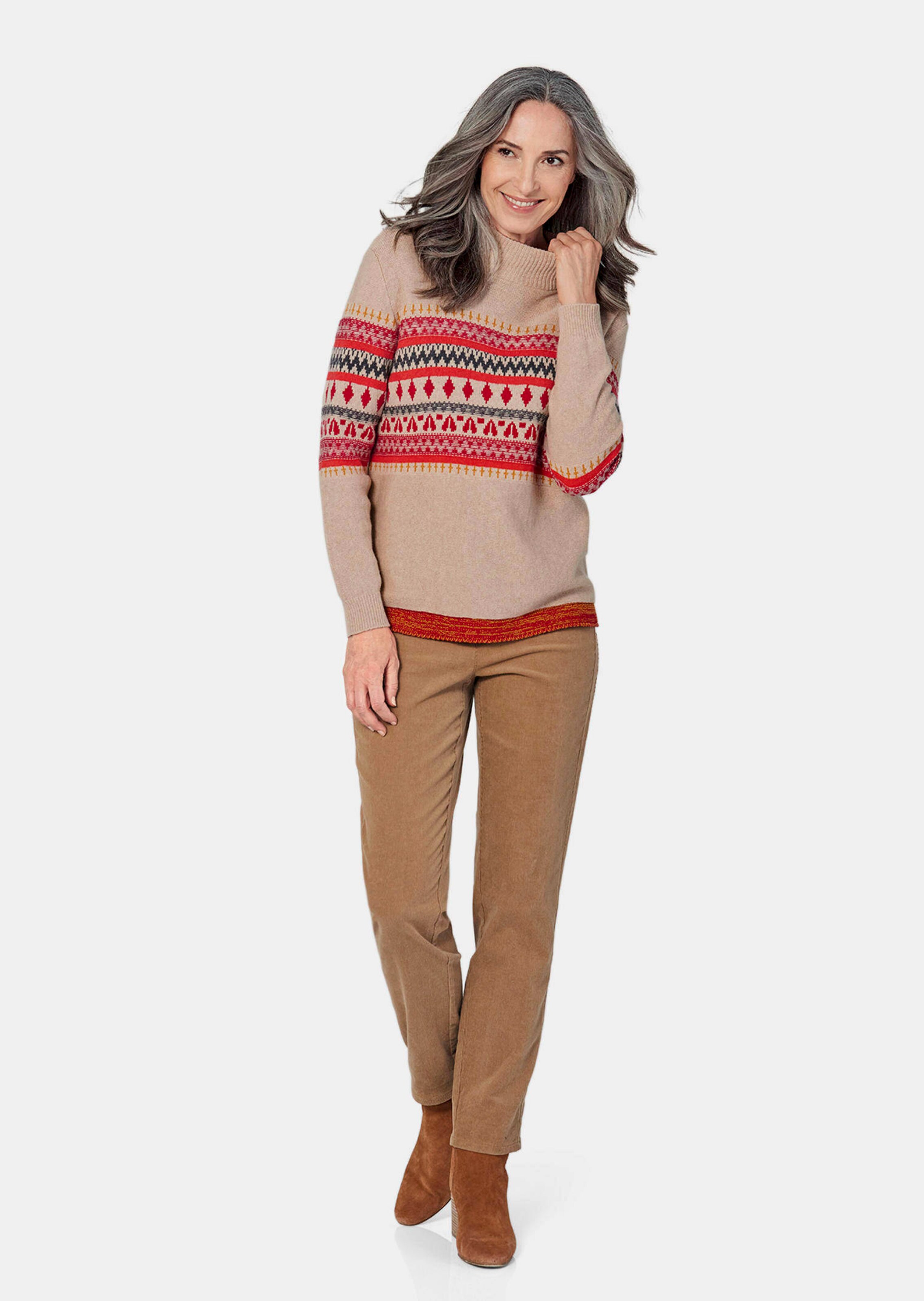 Pull - camel / à motifs - Gr. 23 de Goldner Fashion