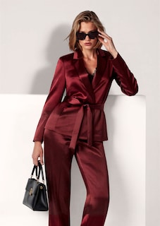 Blazer chic en satin avec lien à nouer thumbnail 4