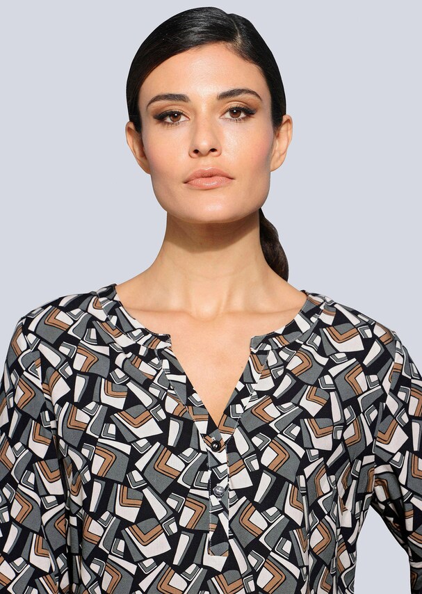 Druckbluse in grafischem Dessin 3
