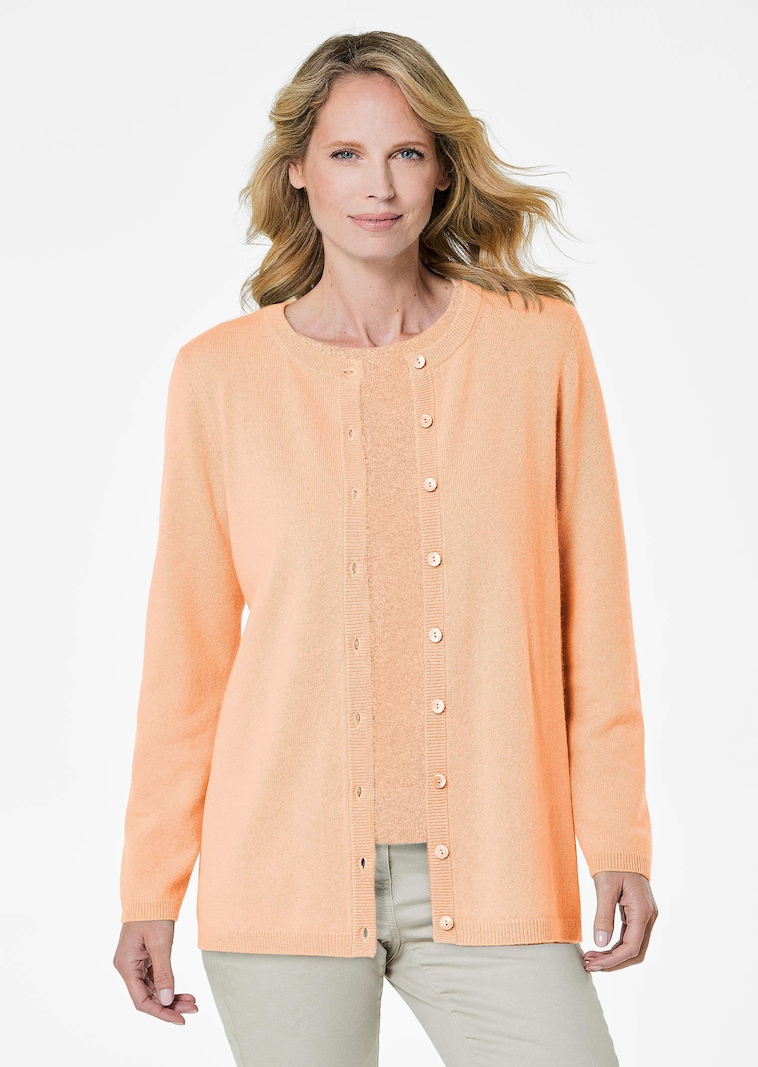 Kaschmirstrickjacke mit Rundhalsausschnitt