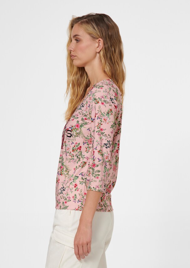 Print shirt with 3/4-length sleeves and sequin decoration 3