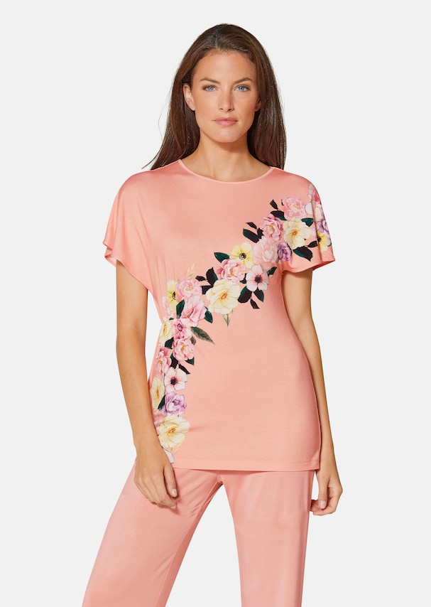 Pyjama mit Raff-Effekt und Blütenprint
