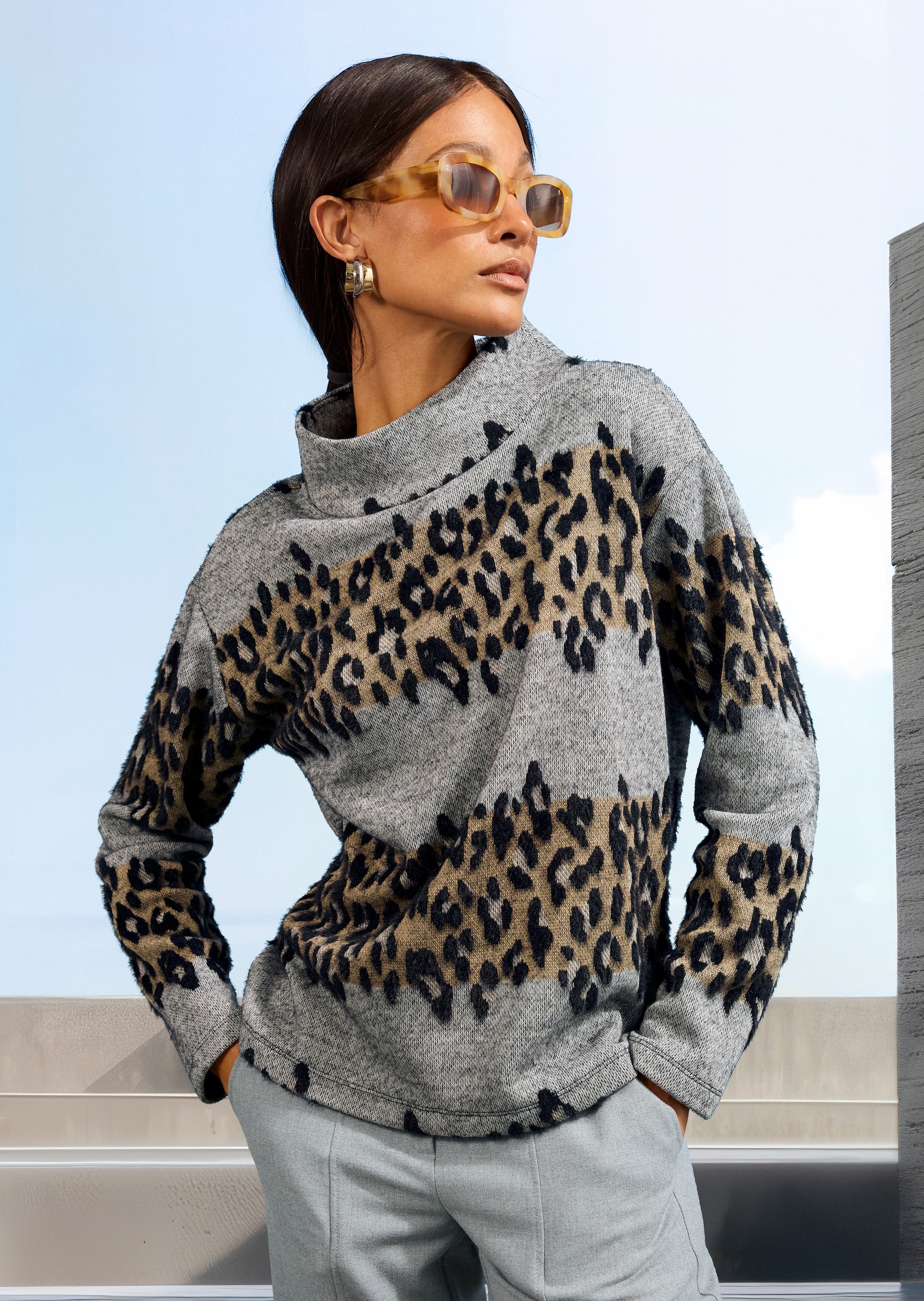 Jacquard-Sweatshirt mit Leo-Design