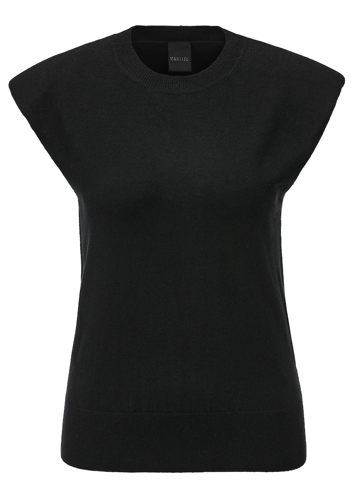 Sleeveless jumper with stand-up collar