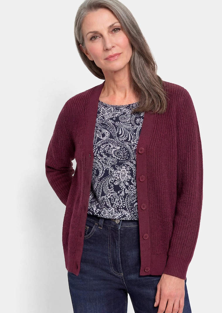 Onderhoudsarm tricot jasje met hoogwaardige ribstructuur