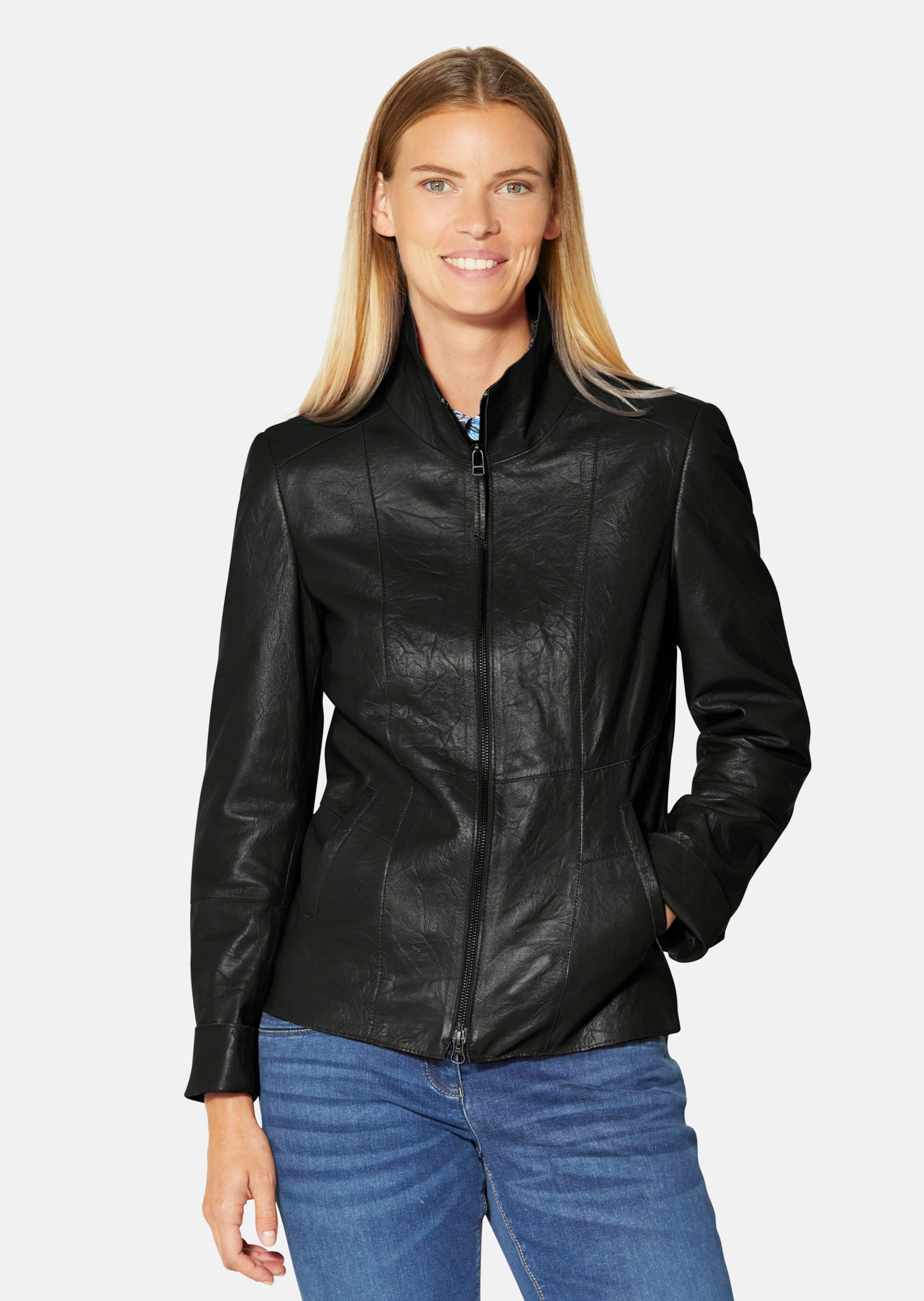 Lederjacke aus Nappa mit Crash-Struktur
