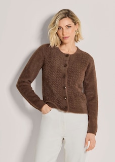 Flauschige Strickjacke mit Wabenstruktur thumbnail 1