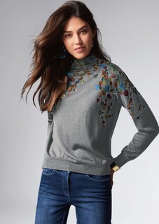 Pullover mit Blätterdruck in Merinoqualität thumbnail 2