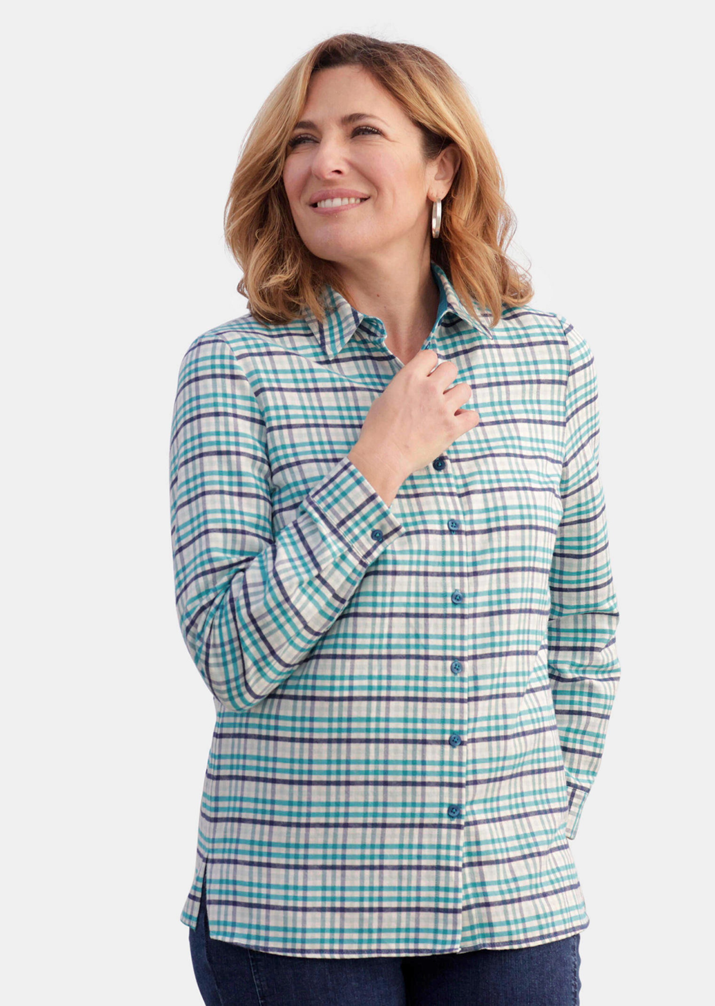 Chemisier à carreaux - pétrole / bleu foncé / à carreaux - Gr. 48 de Goldner Fashion