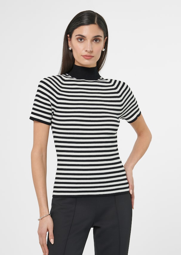 Striped turtleneck made from soft rib knit