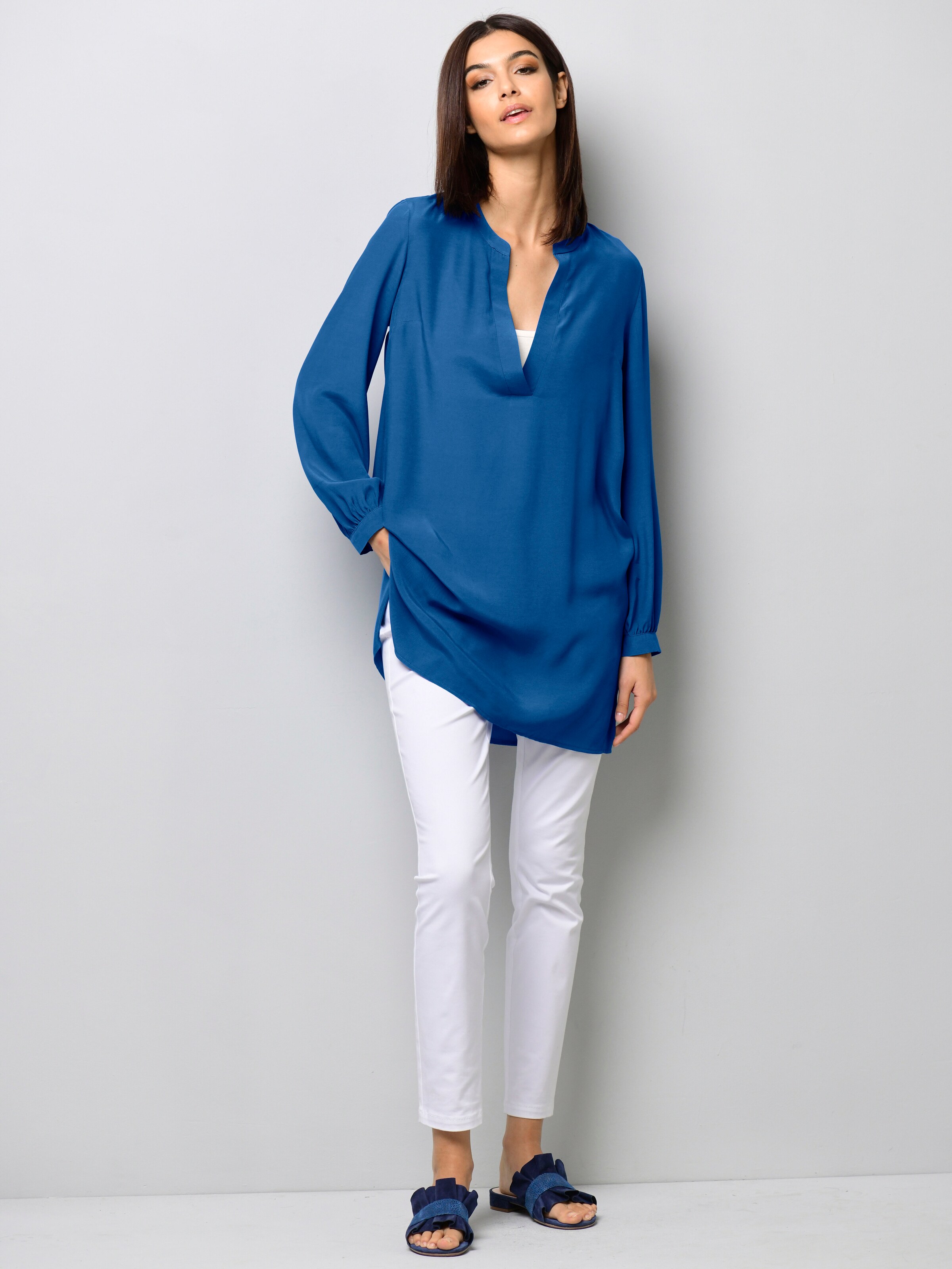 Mehrlagige Damenbluse mit V-Ausschnitt Look – Elvanya