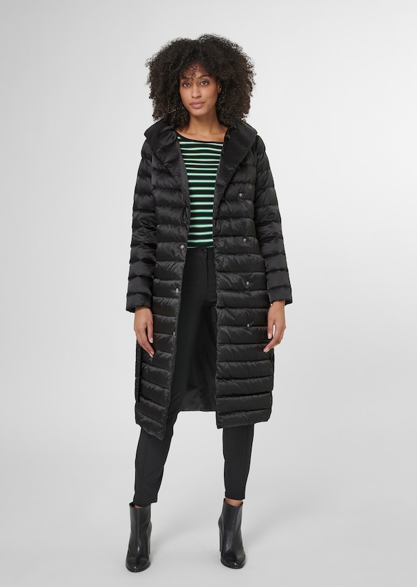 Long quilted coat with warm down/feather filling. 1