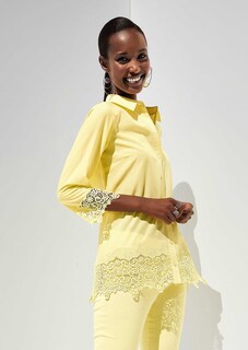 Baumwoll-Bluse mit Spitzen-Abschlüssen thumbnail 2