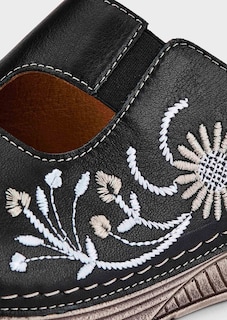 Leder-Pantoletten mit Blumenmuster thumbnail 3
