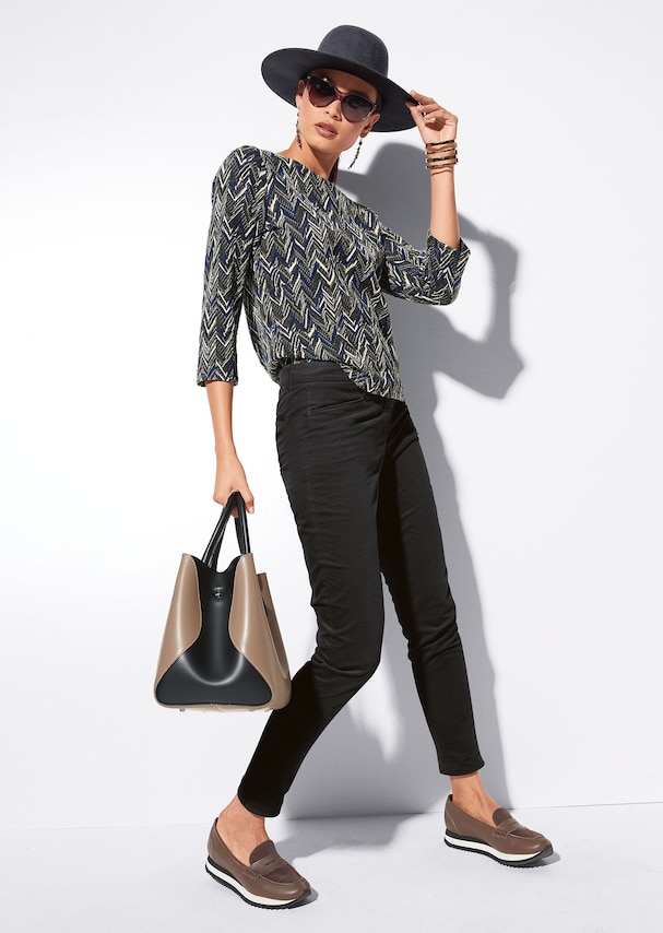 Stretch jacquard shirt with fashionable 3/4-length sleeves