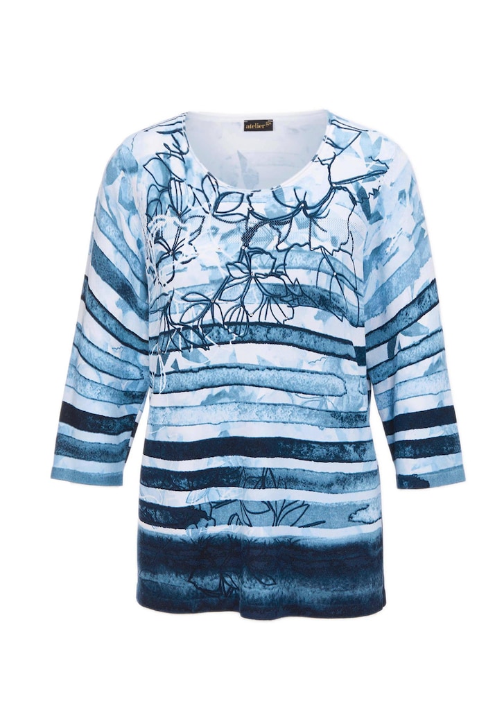Unkomplizierter Druckpullover mit schimmernden Schmucksteinen