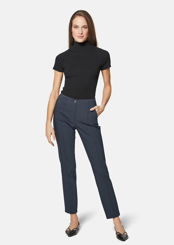 Skinny fit stretch trousers with piping 1