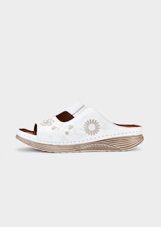 Leder-Pantoletten mit Blumenmuster thumbnail 4