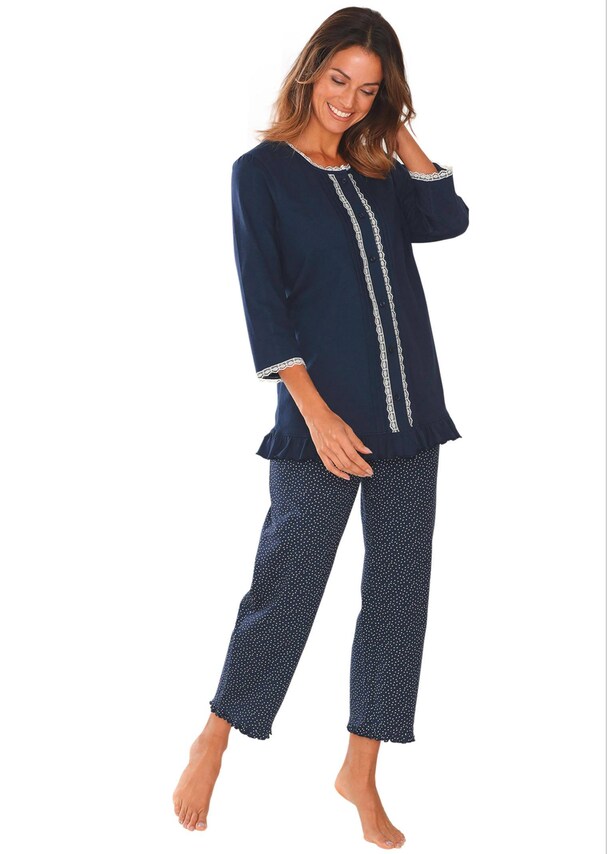 Baumwoll-Pyjama mit durchgehender Knopfleiste