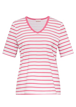 roze / wit / gestreept Shirt met ingewerkte strepen van zachte interlock