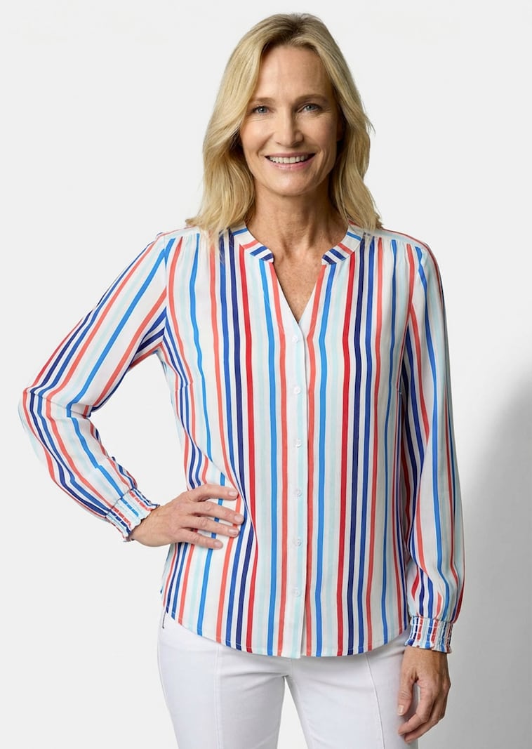 Streifenbluse mit Smokbündchen