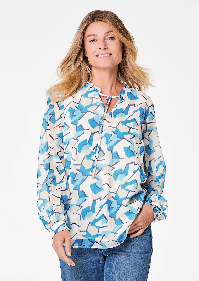 Chiffon blouse met elastische manchetten