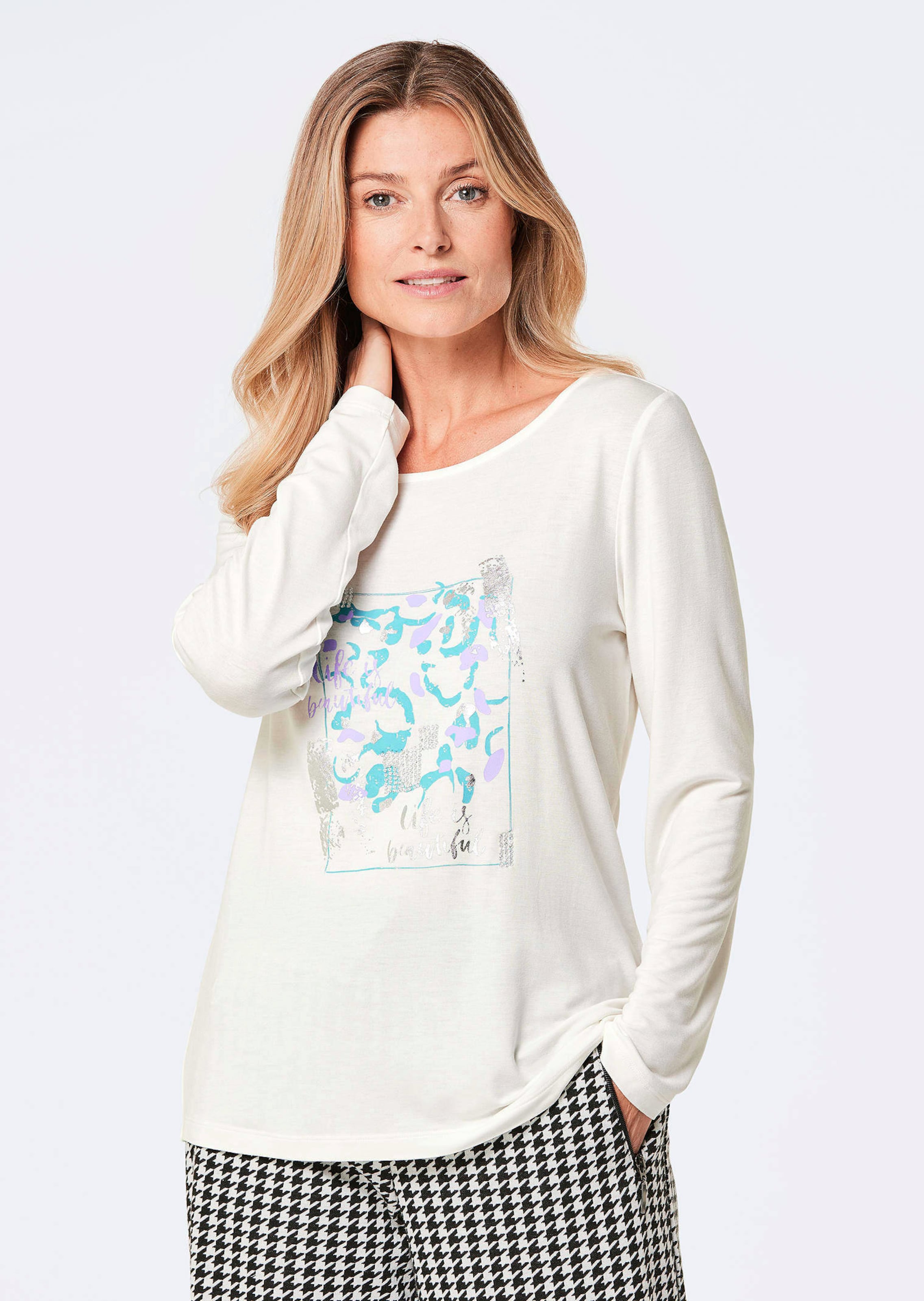 Shirt met lange mouwen en glitterprint