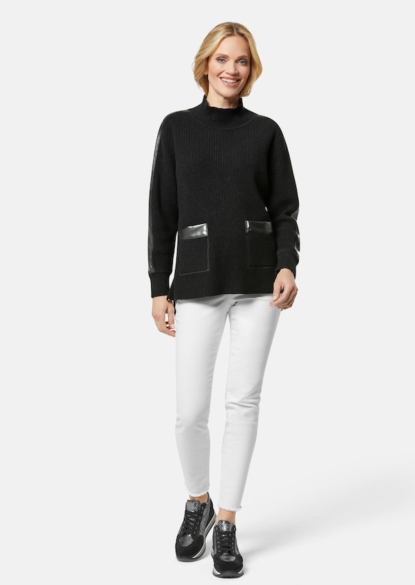 Jumper with faux leather 1