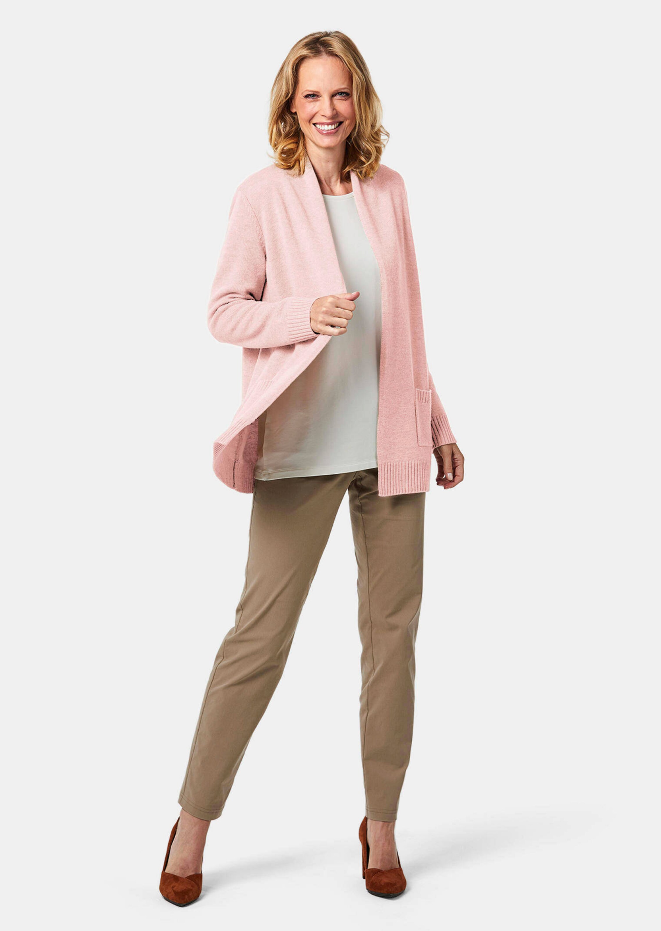 Cardigan en laine vierge - rosé / chiné - Gr. 40 de Goldner Fashion