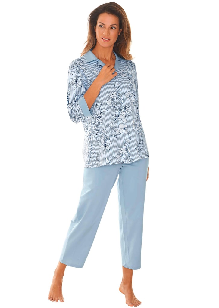 Baumwoll-Pyjama mit Reverskragen